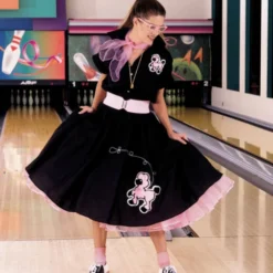 Complete Poodle Skirt Outfit (Black & Pink) Adult Costume