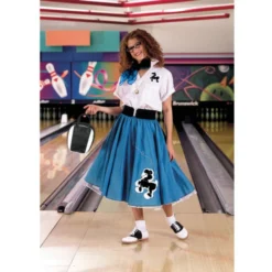 Complete Poodle Skirt Outfit (Turquoise & White) Adult Costume