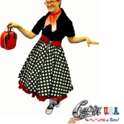 Plus Size Black And White Polka Dot Complete Outfit Costume For