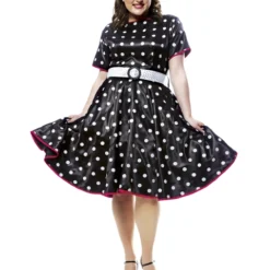 Plus Size Hot 50s Black Costume For Adult