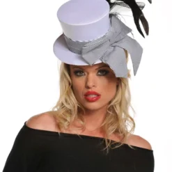 Mini White Burlesque Hat